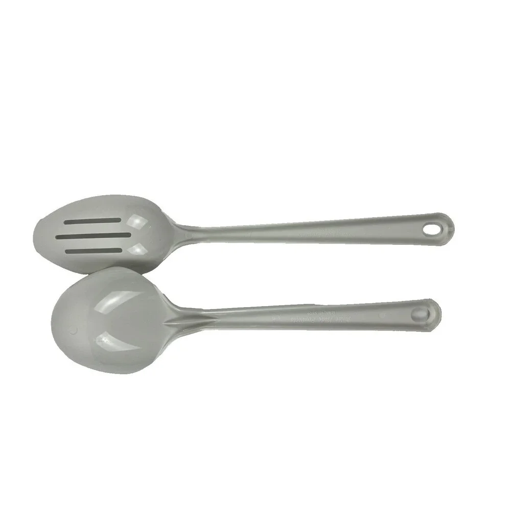 Vintage Taylor Made White Slotted Spoon & Ladle Set USA 1980s Kitchen